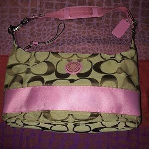 Coach signature stripe hobo bag